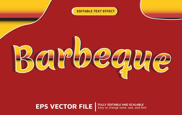 editable text effect with barbeque style with yellow black and red gradient combination