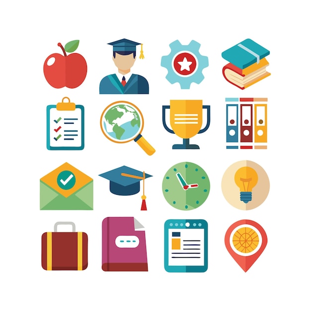 education icon set collection vector illustration for documents websites and mobile applications