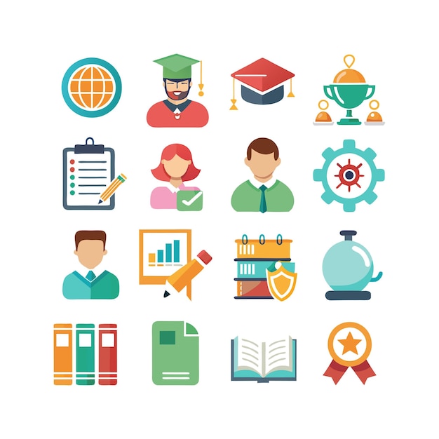 education icon set collection vector illustration for documents websites and mobile applications