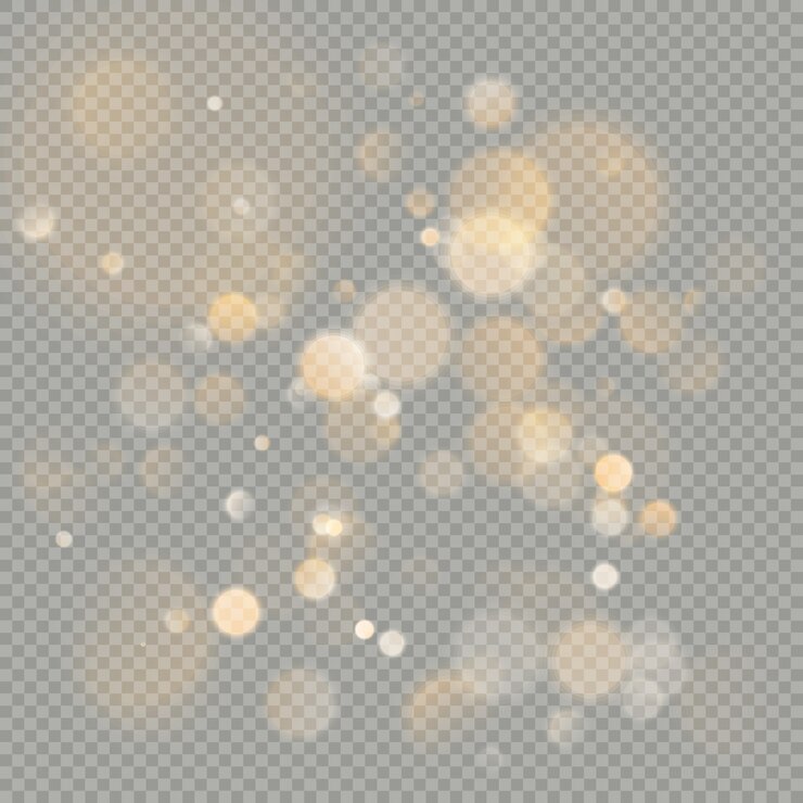 Vektor effekt av bokeh-sirkler på transparent bakgrunn. glødende, varmt oransje glitterelement for jul som kan brukes.