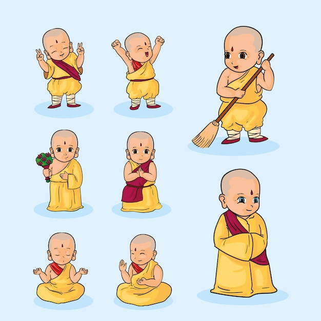 Eight buddhist monks