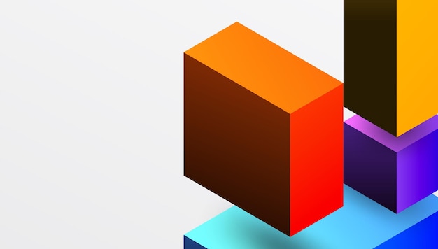 Elegant abstrakt design med isometriske 3D-blokker i en ren og moderne komposisjon. Perfekt for teknologiinspirerte temaer med livlige farger og geometrisk presisjon