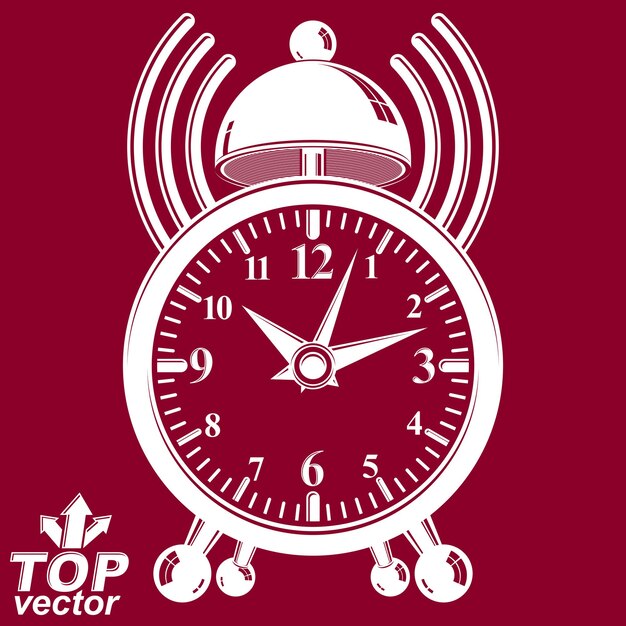 elegant alarm clock vector 3d illustration with podcast sign. classic wake up conceptual icon, invert version. waiter ringing symbol.