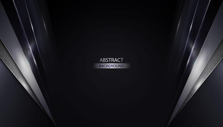 Elegant Black Abstract Background With Silver Shapes Curved Template Design