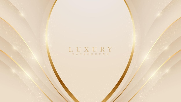 elegant cream shade background with line golden elements. realistic luxury paper cut style 3d modern concept. vector illustration for design.