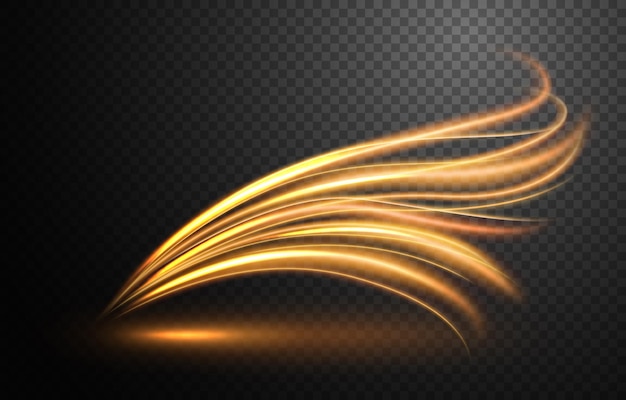 elegant gold wavy line of light with a transparent pattern isolated and easy to edit vector