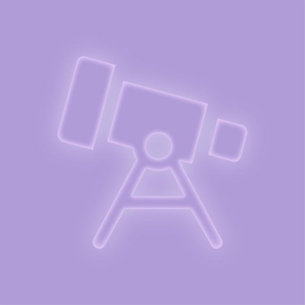 Elegant Purple Glow Effect Telescope Icon on Purple Background