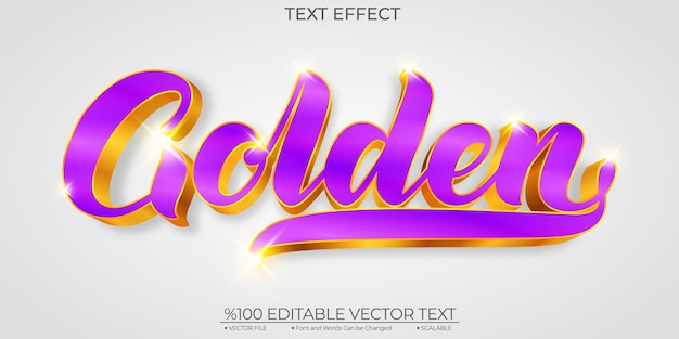 elegant shiny golden editable and scalable template vector text effect