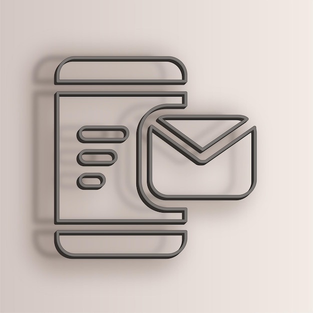 Elegant Wire Effect Mobile Email Icon with Antique White Background