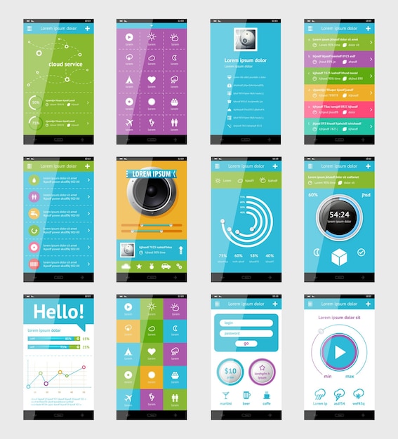 elements of infographics with buttons and menus vector illustration