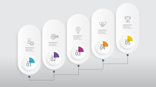 ellipse horizontal steps timeline infographic element report background with business line icon