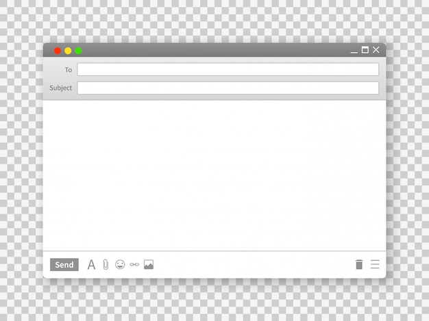 email window. blank text message frame interface interfaces for internet website on transparent background  image