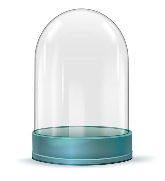 Empty glass dome mockup Realistic display cover isolated on white background