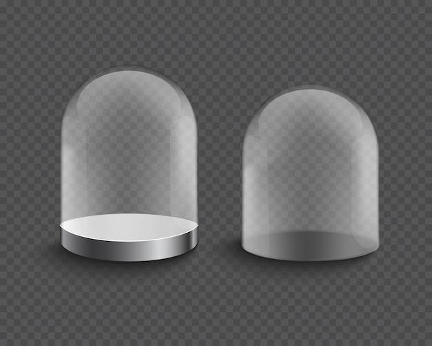 Empty transparent glass cylinder showcase 