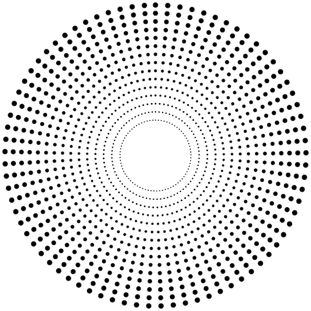 En svart og hvit illustrasjon av en sirkel, fantastisk design av Halftone Vektor-illustrasjon