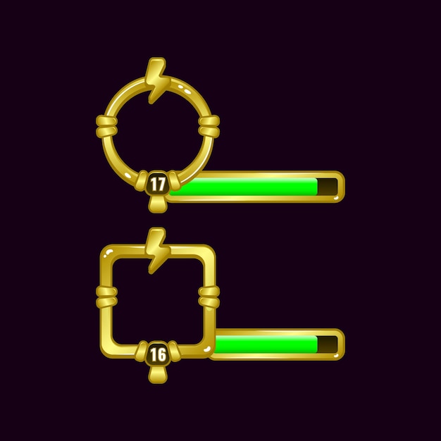 Energy thunder game ui border frame with level and progress bar