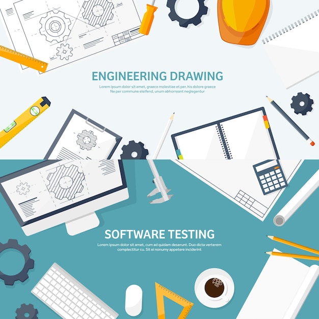 engineering and architecture vector illustration drawing and construction architectural project