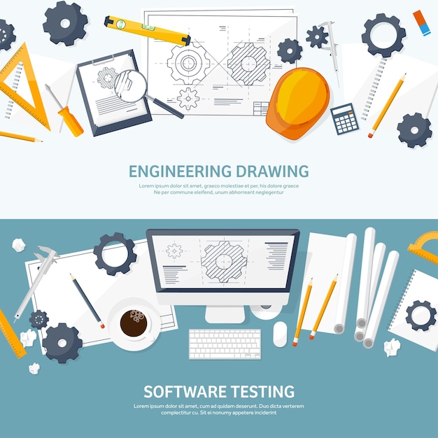 engineering and architecture vector illustration drawing and construction architectural project
