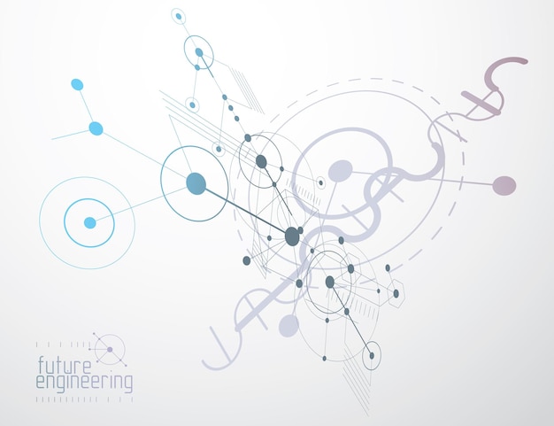engineering technological vector wallpaper made with circles and lines. modern geometric composition can be used as template and layout. abstract technical background.