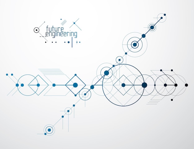 engineering technology vector wallpaper made with circles and lines. technical drawing abstract background.