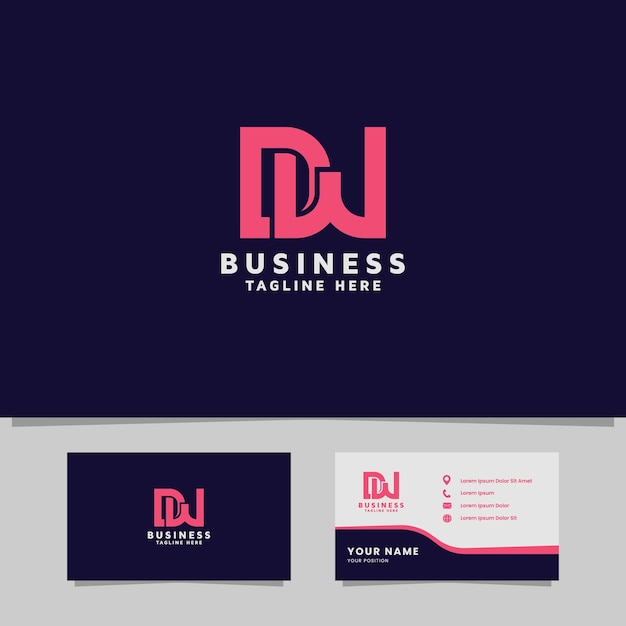 Enkel og minimalistisk overlappende bokstav dw monogram initial logo