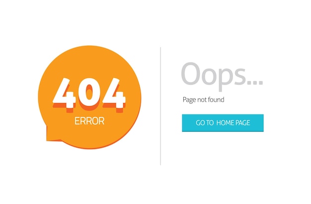 Error 404 internet web page not found for website with oops alert tmplate