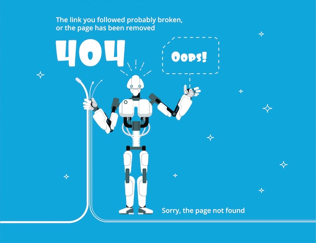 error 404. not found web site page with warning message illustration