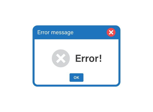 Error message icon in flat style Computer window alert vector illustration on isolated background Alert popup sign business concept