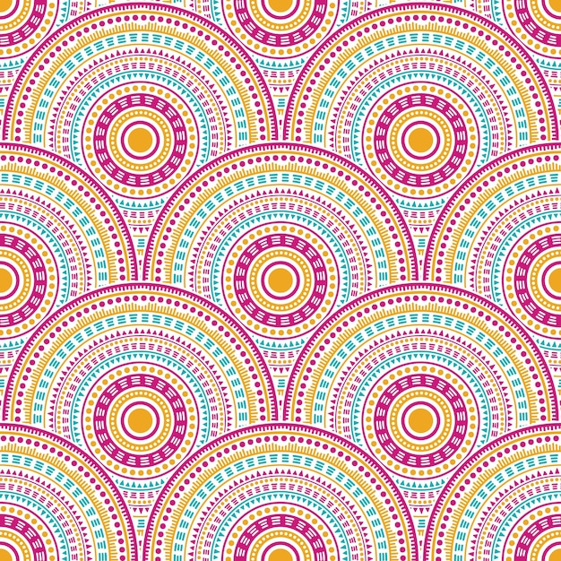 Ethnic circle shapes seamless geometric pattern