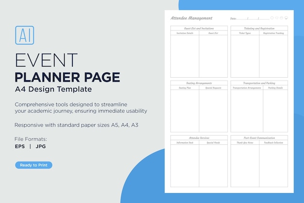 Event Planner Planning Page for Organizing Scheduling Budgeting Guest Lists Task Management