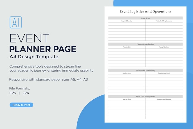 Event Planner Planning Page for Organizing Scheduling Budgeting Guest Lists Task Management