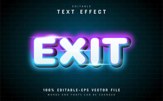 exit neon text effect with purple gradient