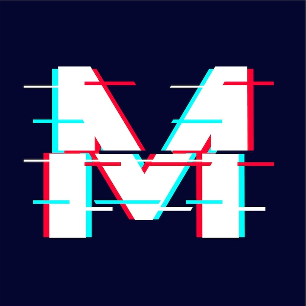 Eye Catching Glitched Letter M Icon