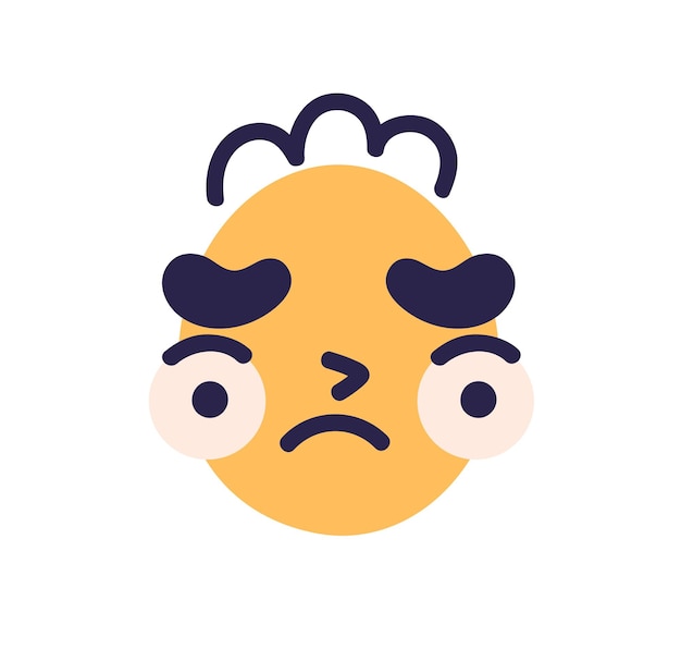 face avatar with sad emotion. cute abstract character with unhappy upset facial expression. comic funny doodle head, negative emoticon. modern flat vector illustration isolated on white background.