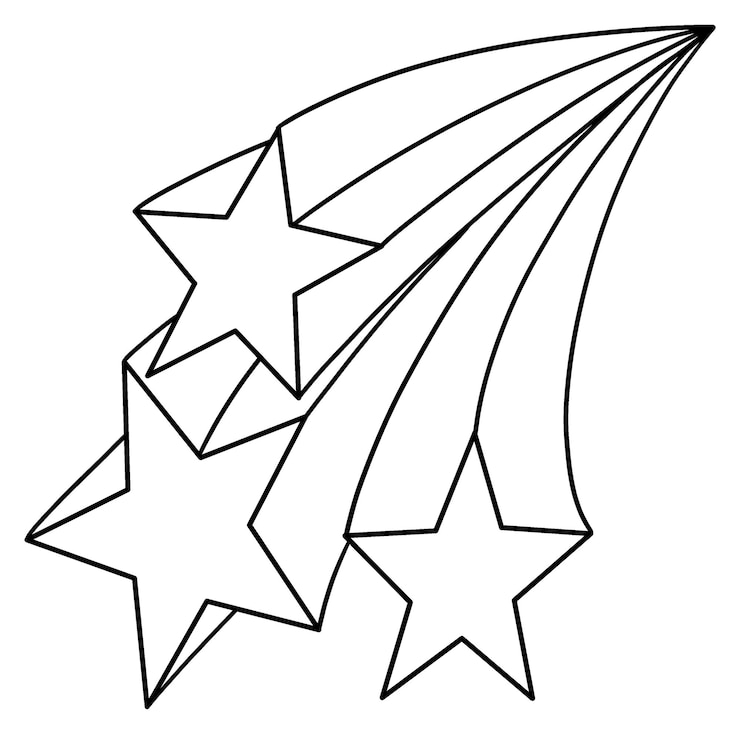 Vektor falling shooting stars isolated coloring page
