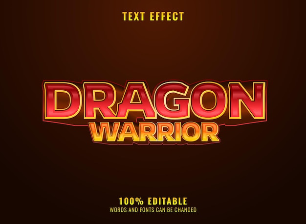Fantasy 3d golden red dragon warrior text effect