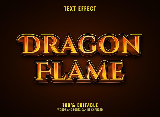 Fantasy gold dragon flame text effect