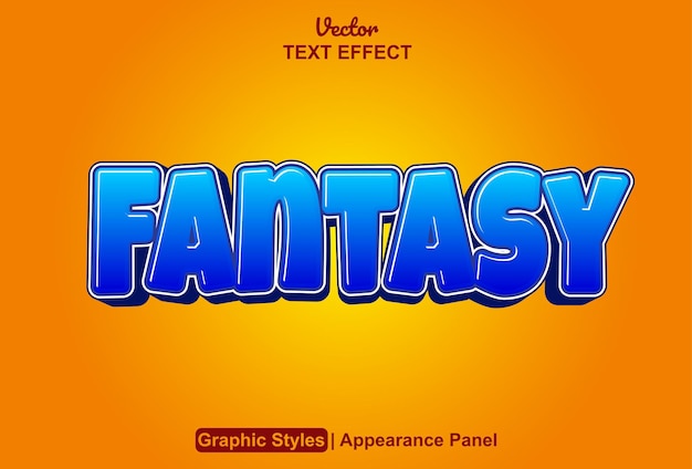 Fantasy text effect with blue color graphic style and editable