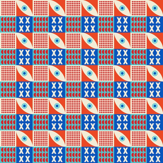 Fargerikt neo-geometrisk mønster Neo-geometrisk sømløs periode-grid med fargede geometriske former M