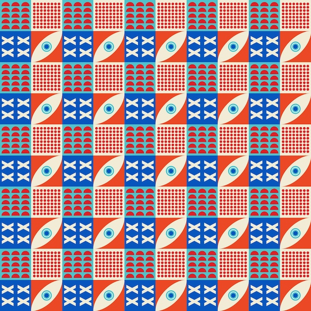 Fargerikt neo-geometrisk mønster Neo-geometrisk sømløs periode-grid med fargede geometriske former M