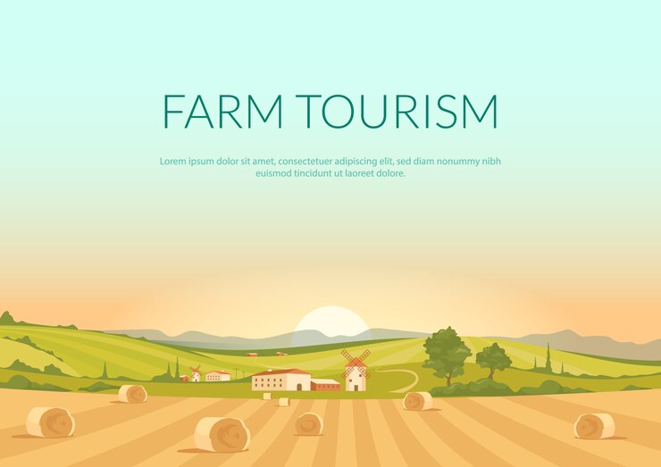 Farm tourism poster flat template