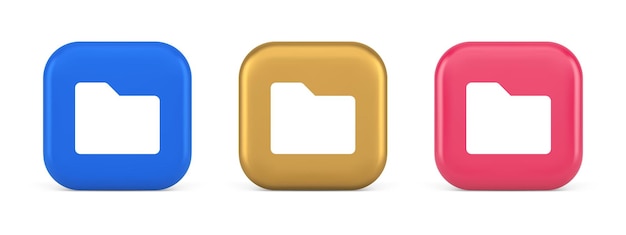 File folder archive directory button digital document storage organizing 3d realistic icons