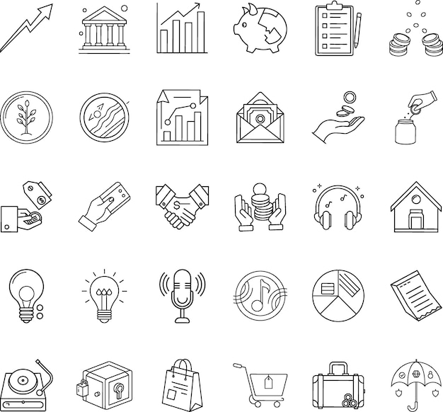 financial growth icons banking investment savings and more