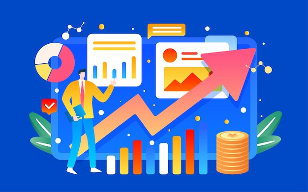 Financial management character shortterm investment income illustration bank business poster