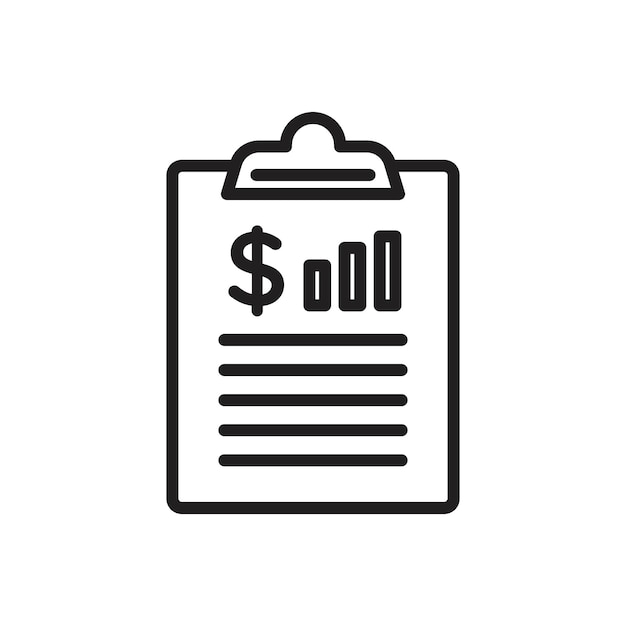 Financial report icon Flat art in black and white isolated
