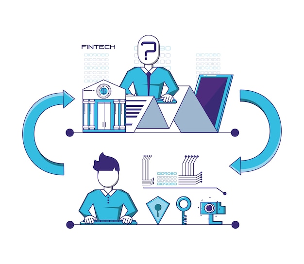 financial technology set icons vector illustration design
