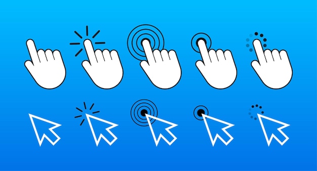 finger click icon vector hand click icon push touch screen vector stock illustration