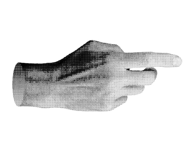 Finger pointing gesture touching showing Index finger pointer indicating aside to right side