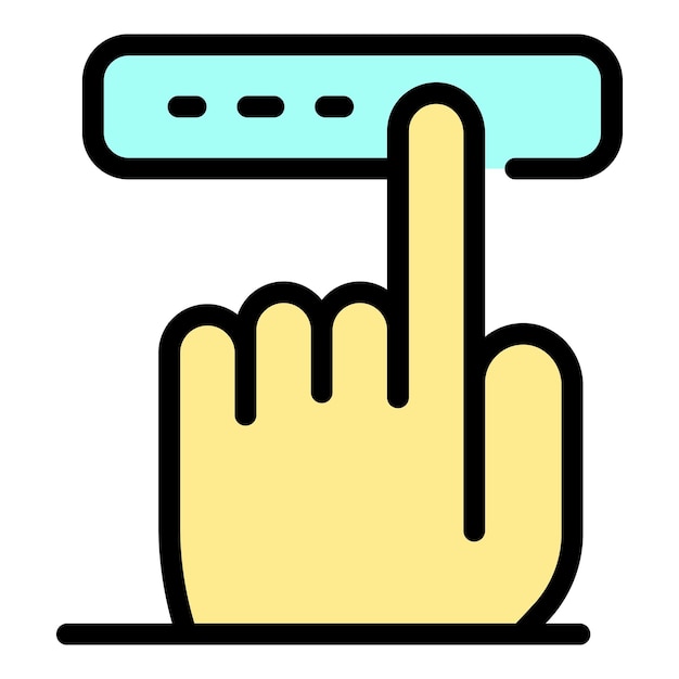 Finger touching button icon Outline finger touching button vector icon color flat isolated