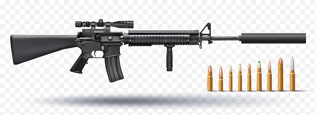 firearms modern weapons realistic vector illustrations